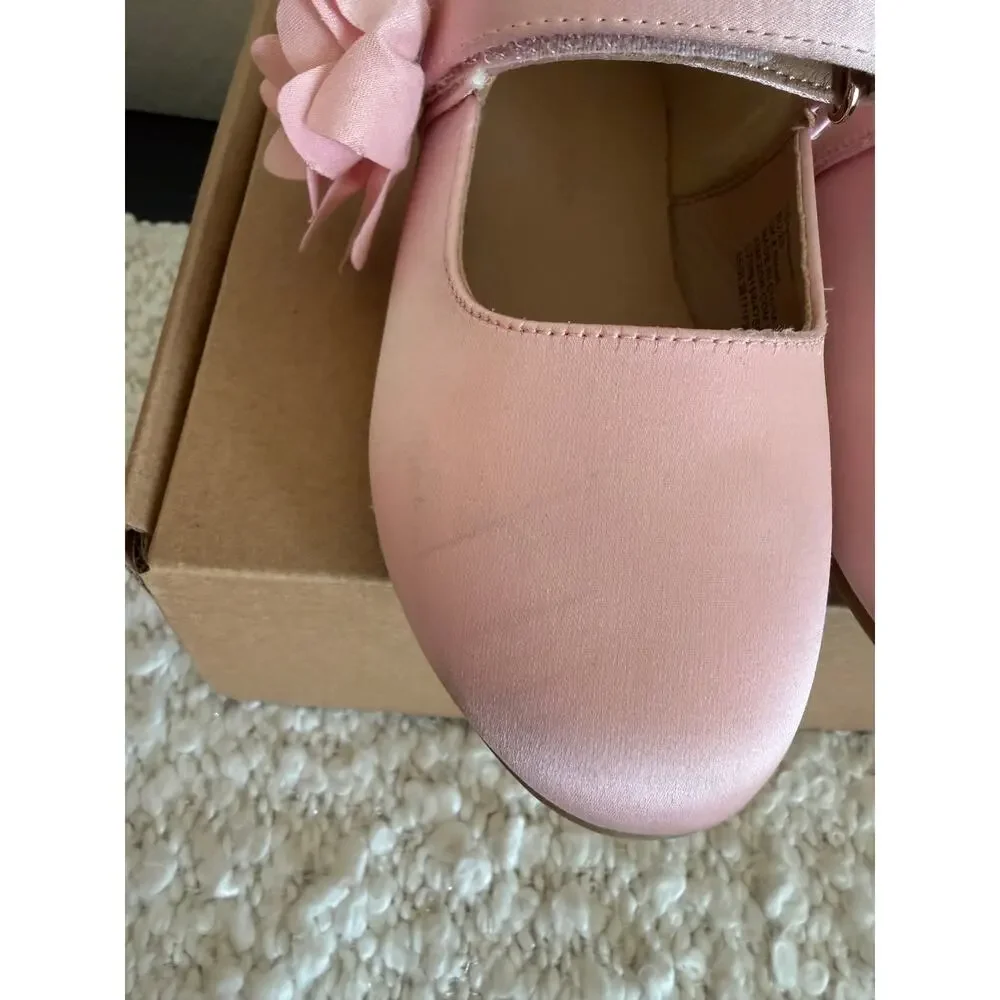 Amazon Essentials Toddler Girls Pink Flower Mary Jane Dress Shoes Size 8